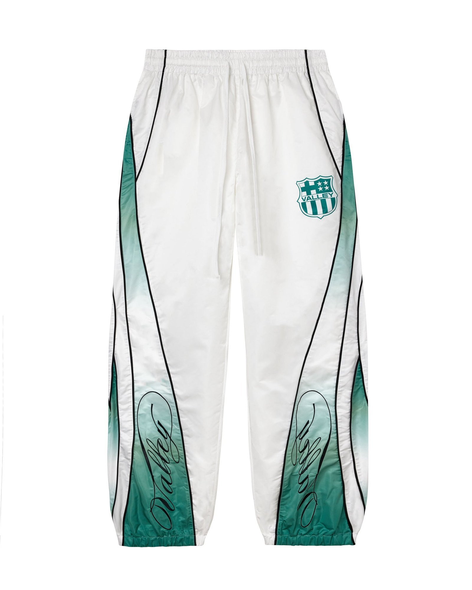 0910_VALLEY-USA_CRESTED_NYLON-SWEATPANT_WHT-OMBRE-GRN_001 Vale Forever Action Track Pants