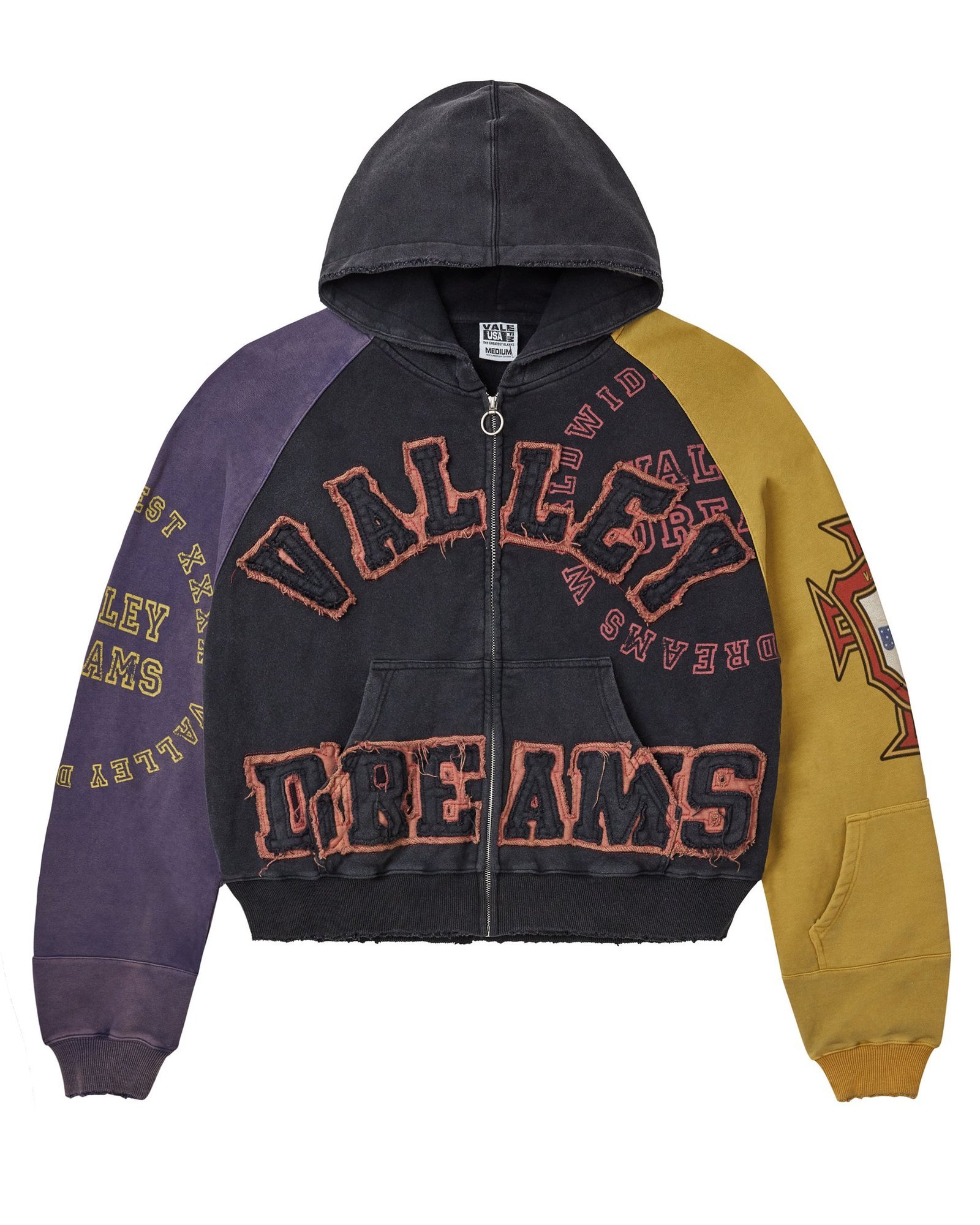 2508_VALLEY-DREAMS_LS-HOODIE_PURP-BLK-YLLW_001_8f16e962-a343-4795-92a2-a7a66bf24a7c Vale Forever Crest Zip Up Hoodie