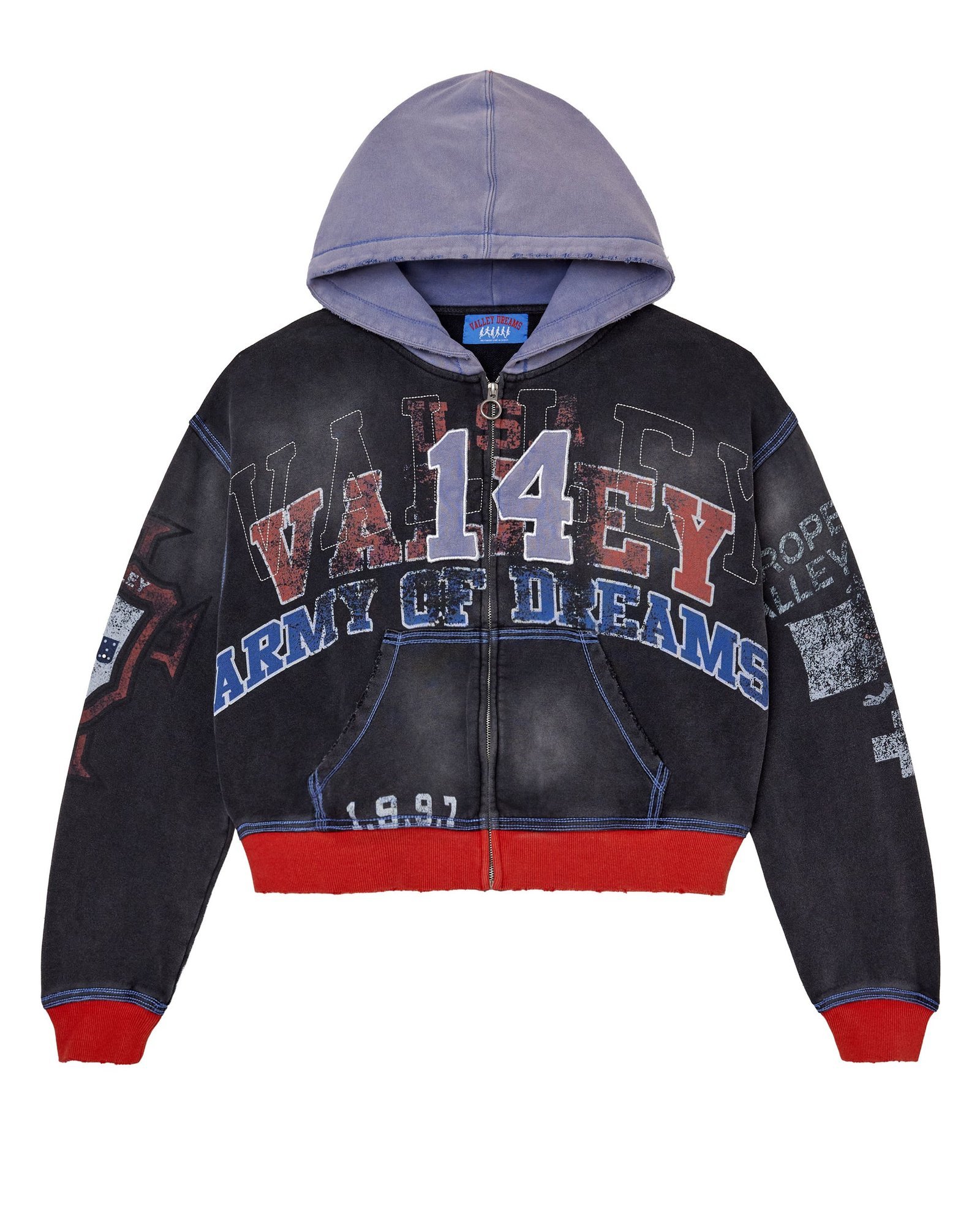 2510_VALLEY-DREAMS_ARMY-14_ZIP-UP-HOODIE_BLK_001 Vale Forever Big 14 Zip Up Hoodie