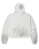 Distressed Chain Hoodie Heather White