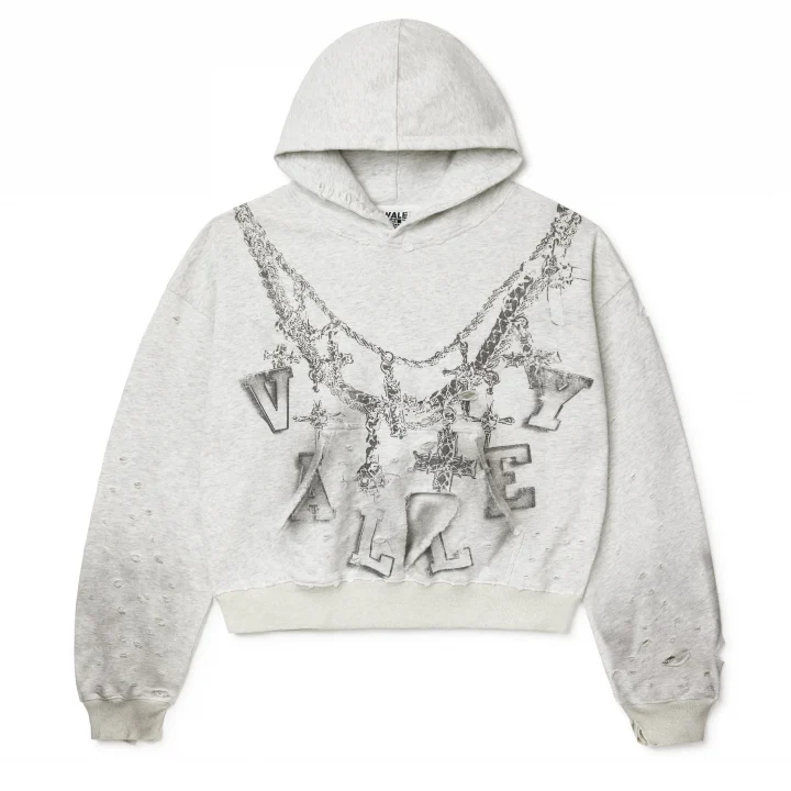 Distressed-Chain-Hoodie-Heather-White Distressed Chain Hoodie Heather White