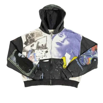 Vale Collage Art Zip Hoodie – Black