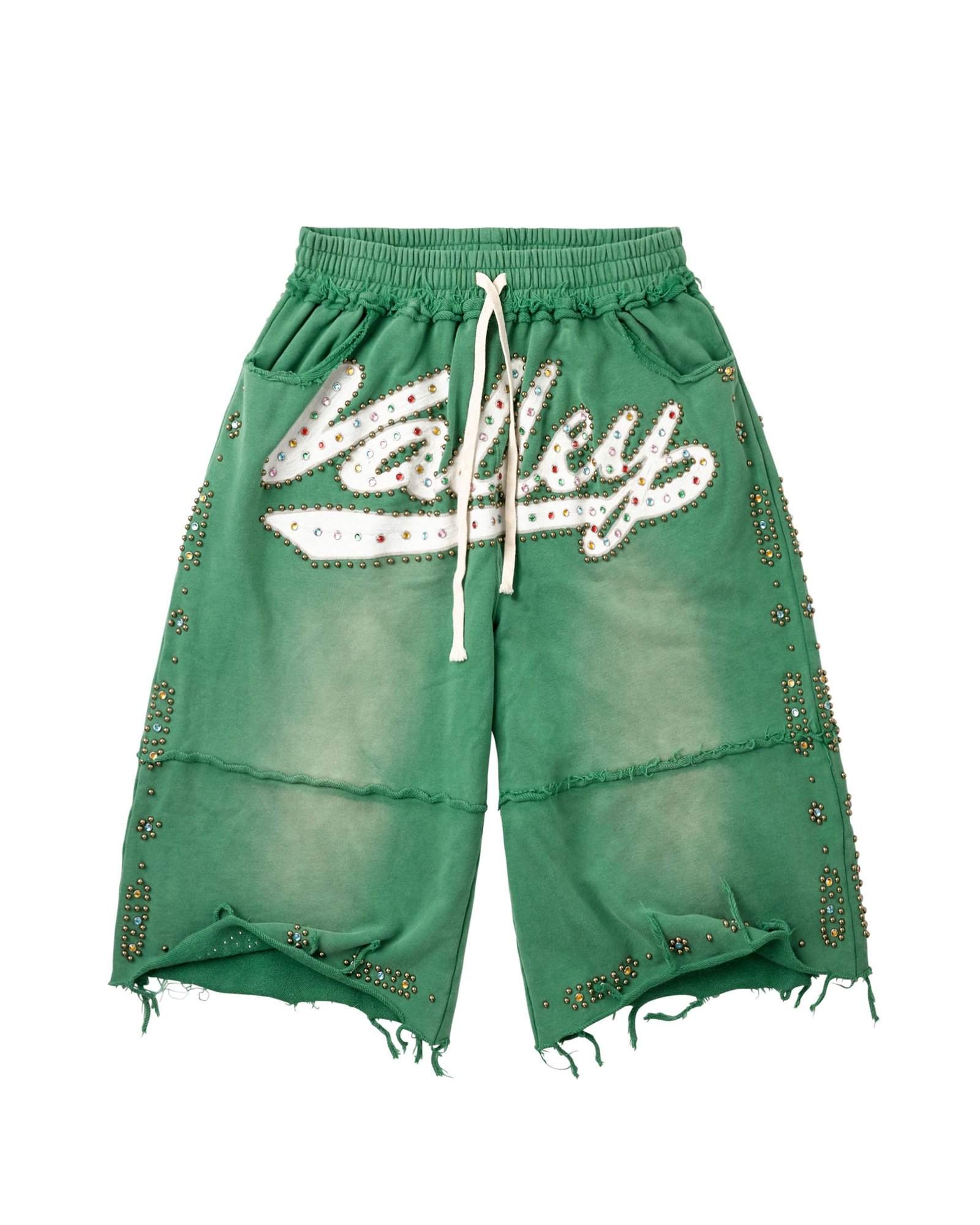 2606_VALLEY-DREAMS_JEWELED-WORDMARK-TATTERED_WIDE-LEG-SHORT_GRN_LD_001 VALE FOREVER SOUR SKITTLES SWORTS
